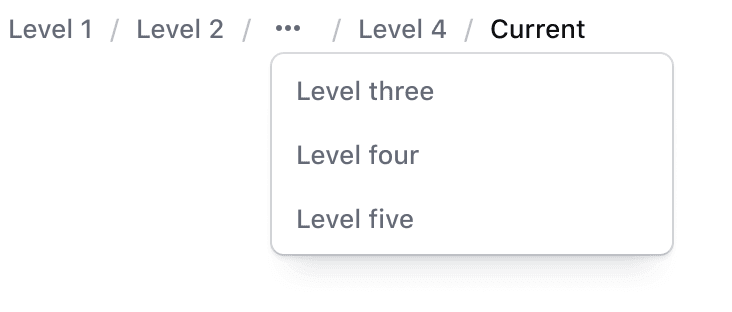 Example of the spacing of used in a truncated menu